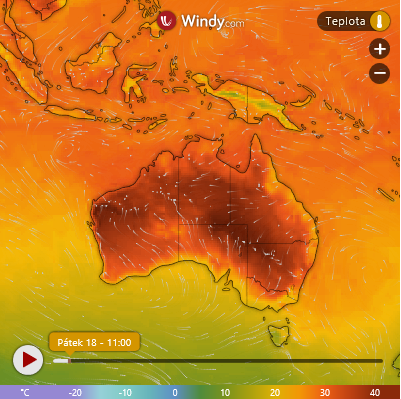AKTUÁLNÍ SITUACE V AUSTRÁLII: teplota se blíží k 50 stupňům, hynou ryby i netopýři